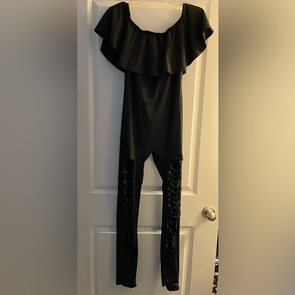 Source Unknown Black Ruffle Jumpsuit